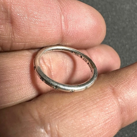 Pandora Simple Sparkling Droplets Sterling Band Ring Size 6 Stamped ALE S 925 52 - Picture 2 of 7